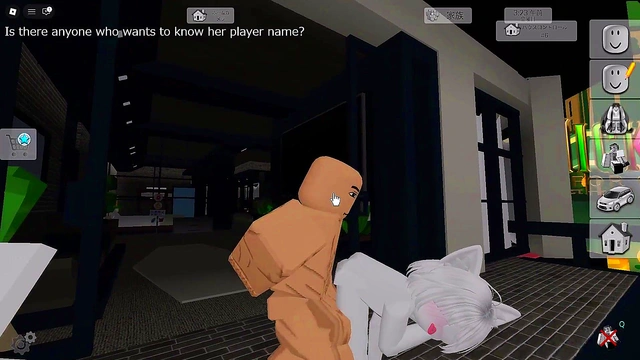 Engaging in intense public sex with a shy girl on a balcony in Brookhaven'Roblox