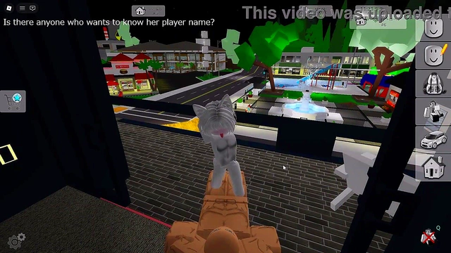 Engaging in intense public sex with a shy girl on a balcony in Brookhaven'Roblox