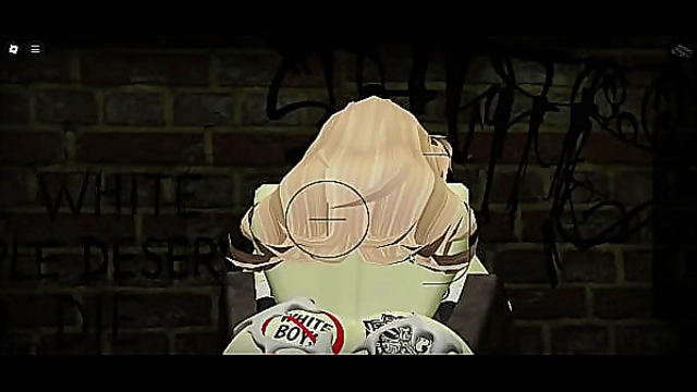 Blonde roblox slut whores herself out by BBCs in an alleyway