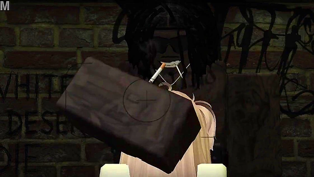 Blonde roblox slut whores herself out by BBCs in an alleyway