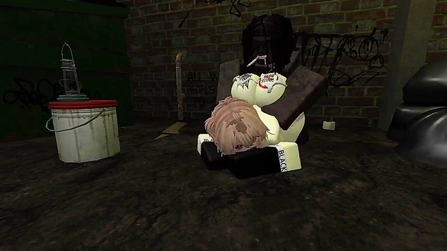Blonde roblox slut whores herself out by BBCs in an alleyway