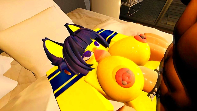 Ankha gets fucked and filled by a big white cock in Roblox