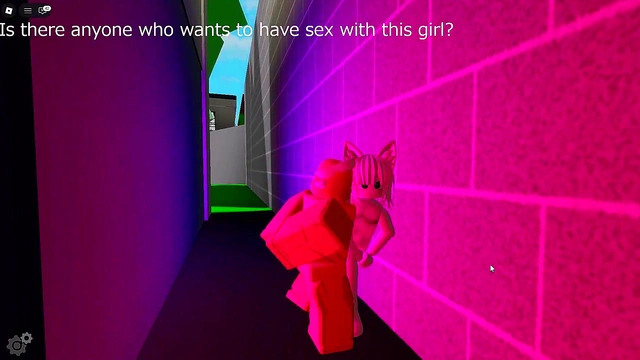 Shy girl opens her crotch and asks for sex behind the store in Roblox's brookhaven