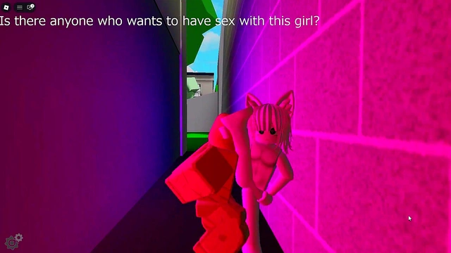 Shy girl opens her crotch and asks for sex behind the store in Roblox's brookhaven