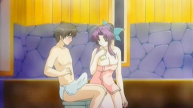Busty MILF Gives a Young Boy a Steamy Bath - Hentai Uncensored [Subtitled]