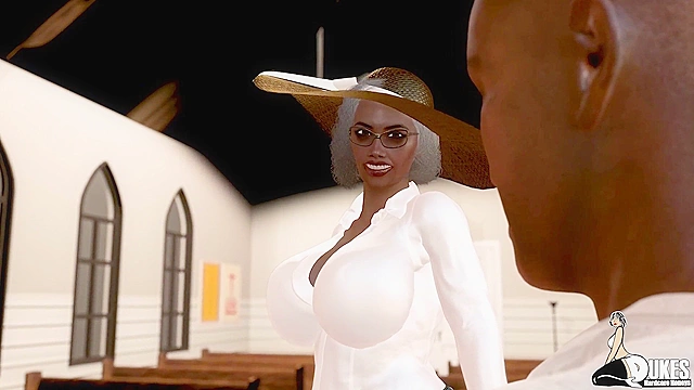 Church Elderly Ebony Pastor Sucks Dick Then Rides MILF Hentai In Office Orgy