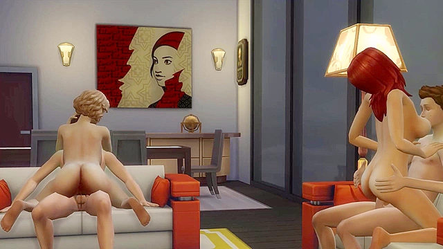 Hentai MILF Leads the Step Family in Forbidden Four-Way Passion Orgy