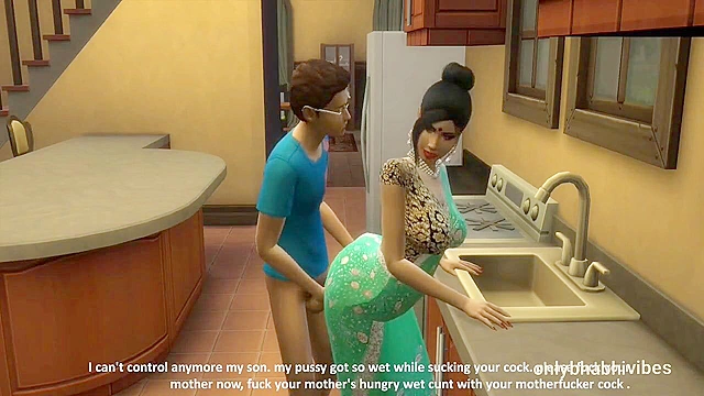 Stepson & Indian Mom Kinky Kitchen Fun - Hentai Milf Craves Morning Sex