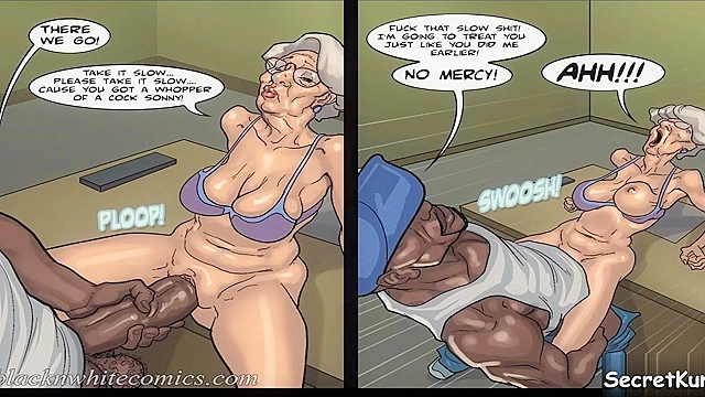 Art Class Sex - Hentai Milf Gets Her Gray Pussy Stretched By Young Black Dick