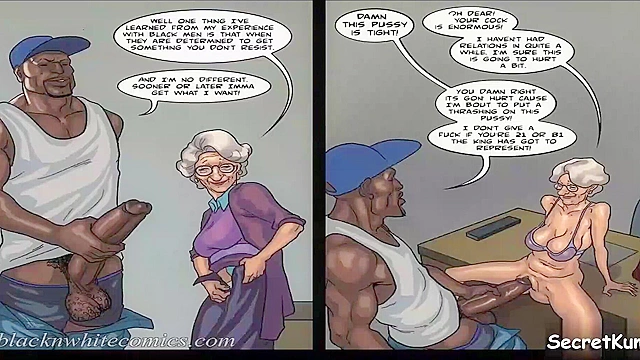 Art Class Sex - Hentai Milf Gets Her Gray Pussy Stretched By Young Black Dick