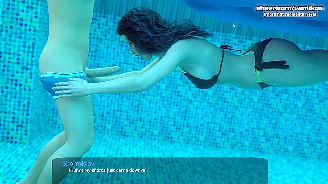 Mom Hentai Temptation Underwater Blowjob by Black-Haired MILF Goddess!