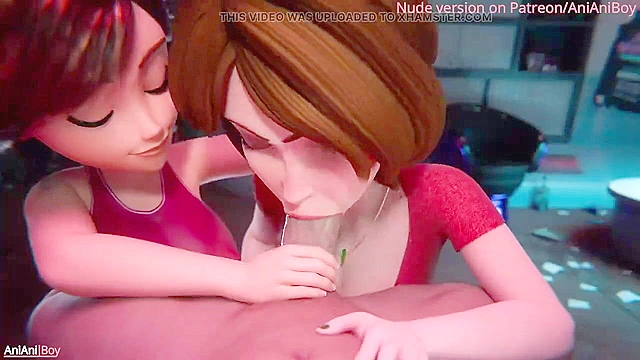 Aunt Cass & Helen Secretly Pleasing Me – Hot Mom Hentai Blowjob Party