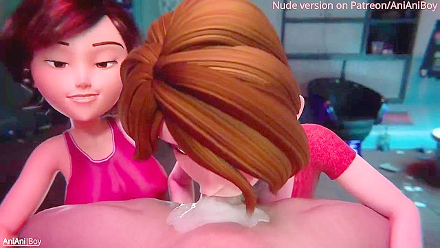 Aunt Cass & Helen Secretly Pleasing Me – Hot Mom Hentai Blowjob Party