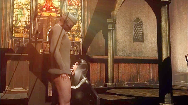 Naughty nuns seduce priest with lustful blowjobs before a hot gangbang fucking