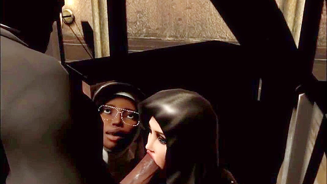 Naughty nuns seduce priest with lustful blowjobs before a hot gangbang fucking