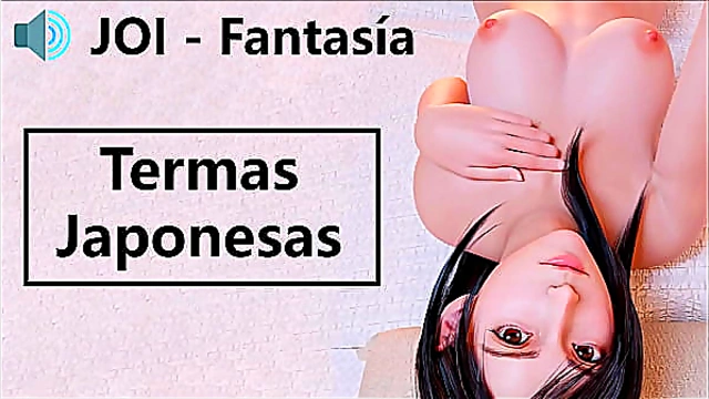 JOI hentai in Japanese hot springs Spanish voice