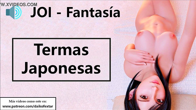 JOI hentai in Japanese hot springs Spanish voice