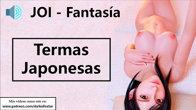 JOI hentai in Japanese hot springs Spanish voice