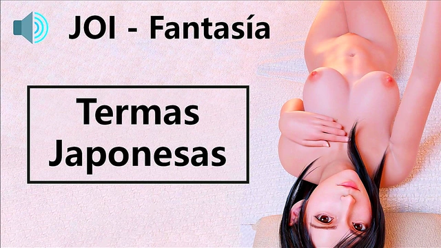 JOI hentai in Japanese hot springs Spanish voice