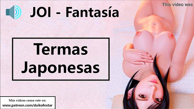 JOI hentai in Japanese hot springs Spanish voice