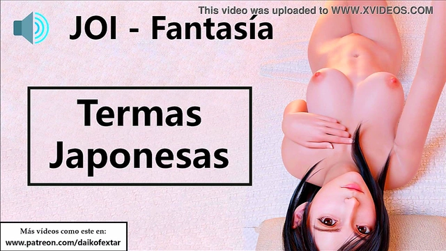 JOI hentai in Japanese hot springs Spanish voice