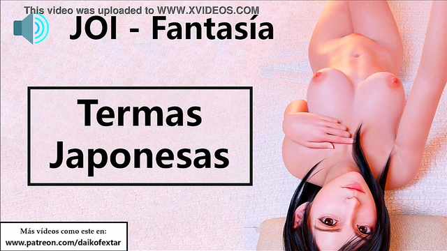 JOI hentai in Japanese hot springs Spanish voice