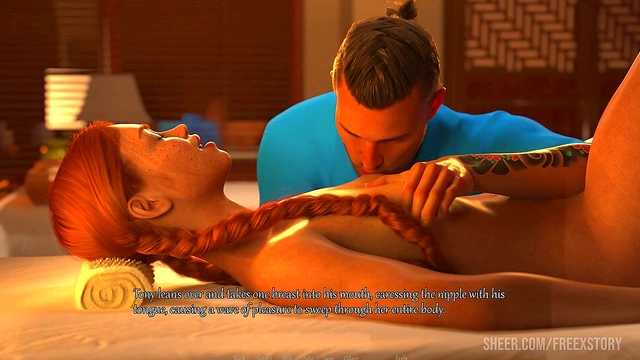 Lust Massage Room: Antony's Erotic Body Massage on Annette Turns into Wild Sex - Fingering, Boob Sucking & Sloppy Blowjob (VN Gameplay)