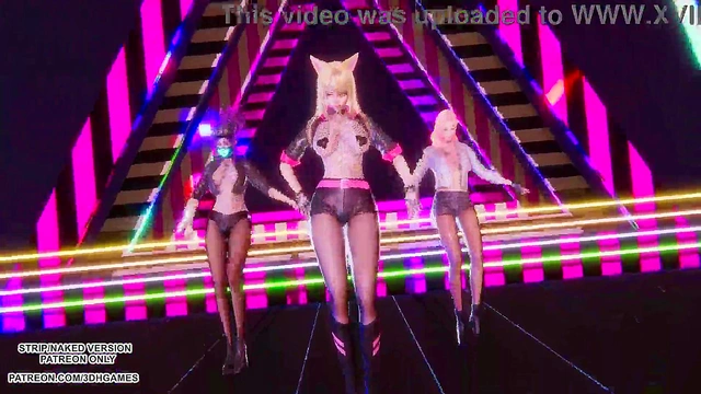 MMD Blackpink - Whistle Ahri Akali Seraphine Sexy Kpop Dance League of Legends Hentai