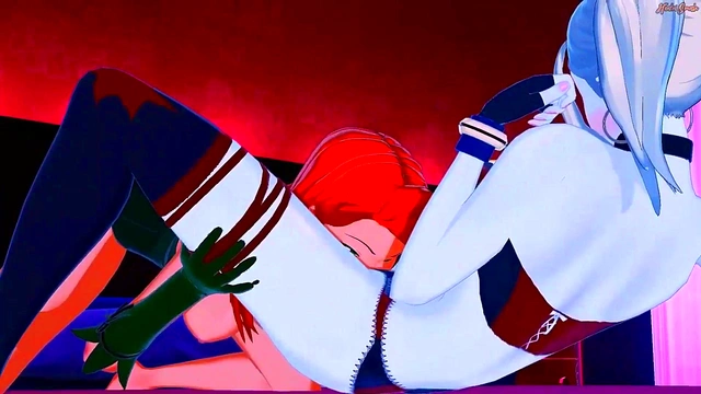 Harley Quinn and Poison Ivy take turns eating each others pussies and tribbing until they