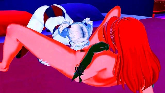 Harley Quinn and Poison Ivy take turns eating each others pussies and tribbing until they