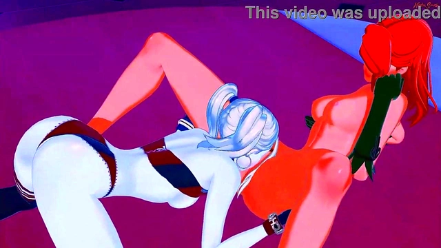 Harley Quinn and Poison Ivy take turns eating each others pussies and tribbing until they