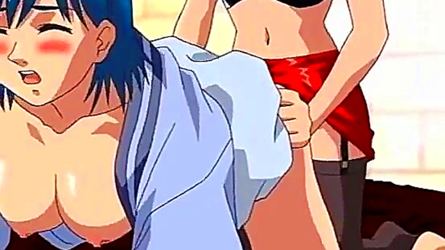 Lesbian hentai fuck with strap-on