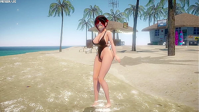 Fiery Garnet Stone from RWBY indulges in some playful mischief with her companions today