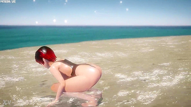 Fiery Garnet Stone from RWBY indulges in some playful mischief with her companions today