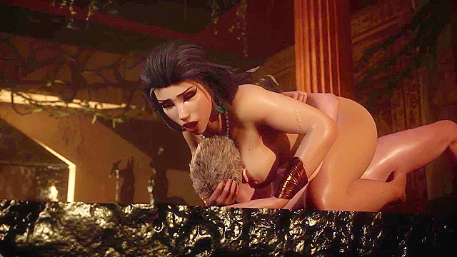 Seductive Priestess Pleasures Her Worshipper in Sacred Temple Rituals