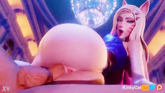 Ahri KDA seduces in a steamy hentai 3D scene with intense passion