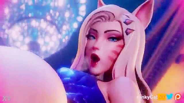 Ahri KDA seduces in a steamy hentai 3D scene with intense passion