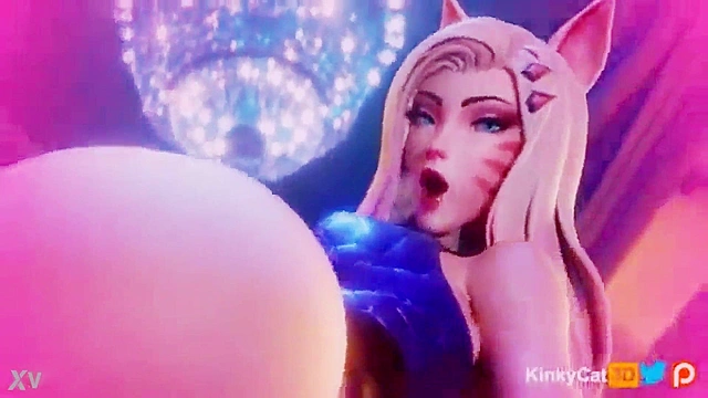 Ahri KDA seduces in a steamy hentai 3D scene with intense passion