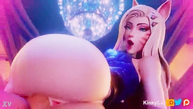 Ahri KDA seduces in a steamy hentai 3D scene with intense passion