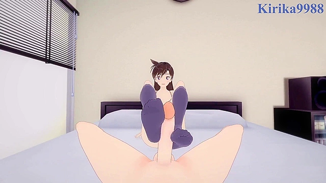 Sonoko's thrilling encounter with Ran Mori at the detective agency. Mature passion blooms.