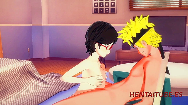Sarada gives hot blowjob then fucked hard by Naruto in explicit hentai action scene