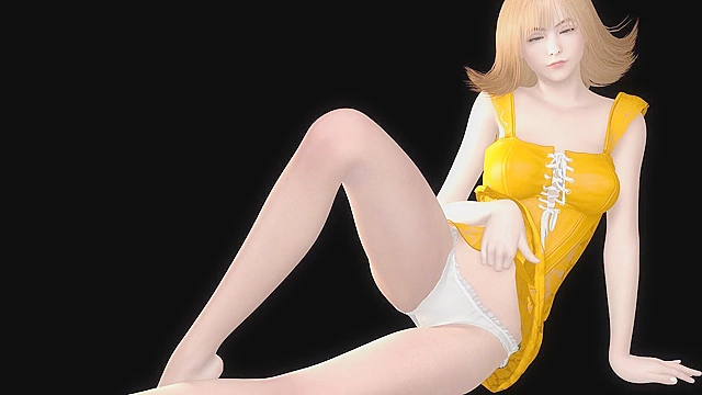 Cute virtual babe gets naughty with her own reflection in this hot MILF fantasy show.