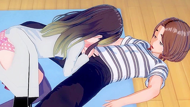 Anime sex scene with wild oral pleasure