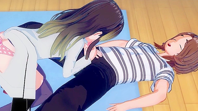 Anime sex scene with wild oral pleasure