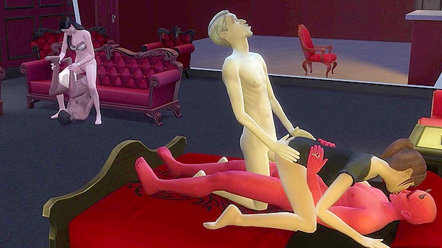 Satanic orgy frenzy in a dark realm of pleasure and forbidden desires