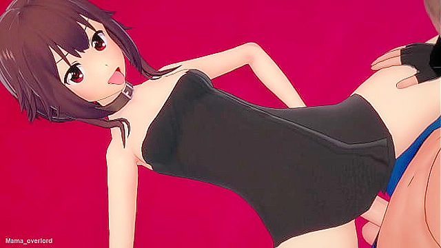 Megumin strips at the love hotel for a wild encounter with passion