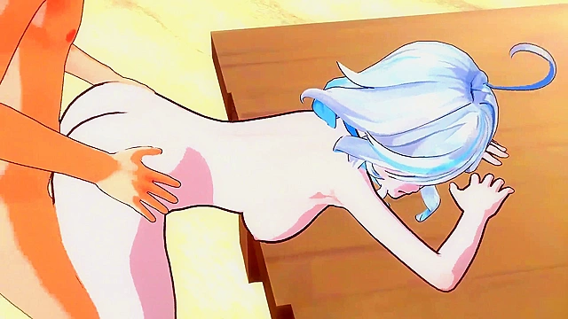 Adventurer's erotic adventure with Furina from Genshin world