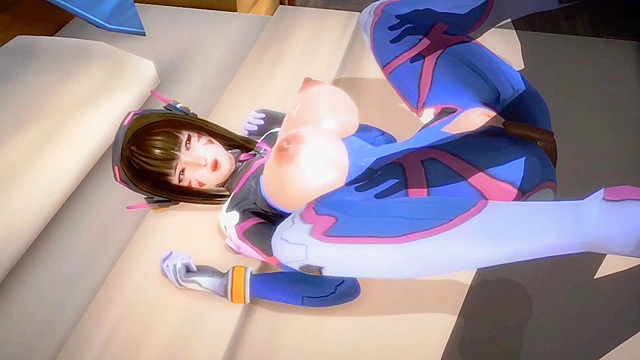 Sexy D.Va in Virtual Reality Game Night Action Scene Adventure