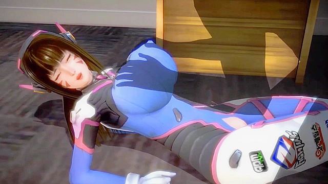 Sexy D.Va in Virtual Reality Game Night Action Scene Adventure
