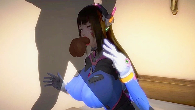 Sexy D.Va in Virtual Reality Game Night Action Scene Adventure